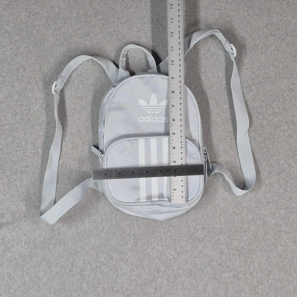 Adidas Women Bag XS Gray Backpack Santiago Trefoil Strap Canvas READ